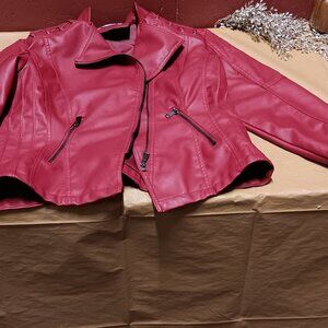 Faux Leather Red moto jacket size 2XL Lisueyne